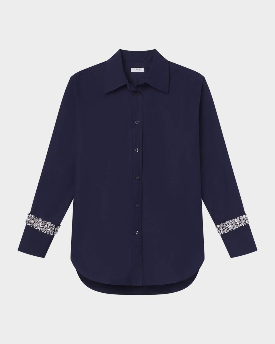 Calvin Embellished Button-Front Top